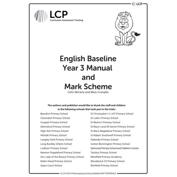 lcp english baseline year 3 manual mark scheme