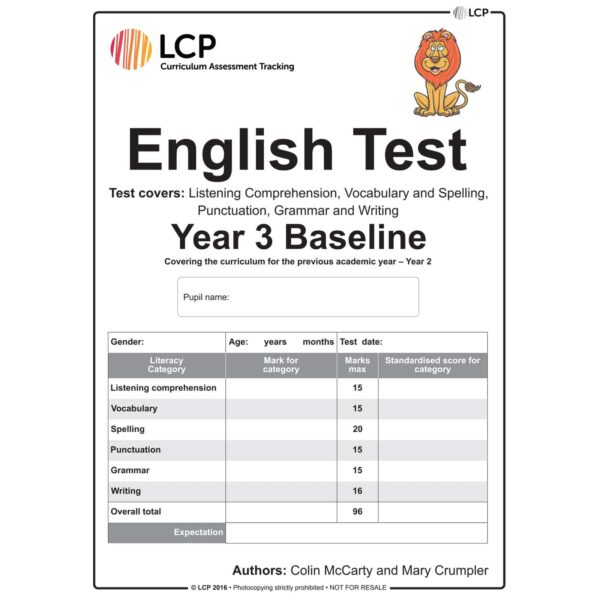 lcp english test year 3 baseline