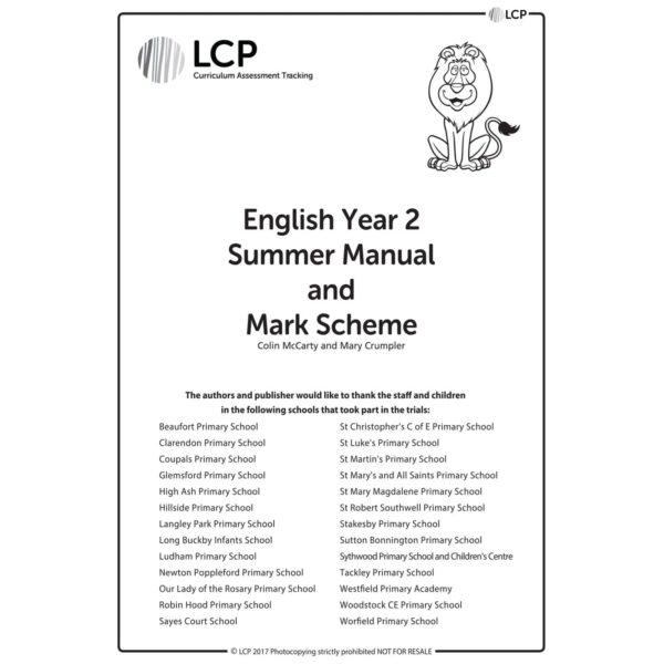 lcp english year 2 summer manual mark scheme
