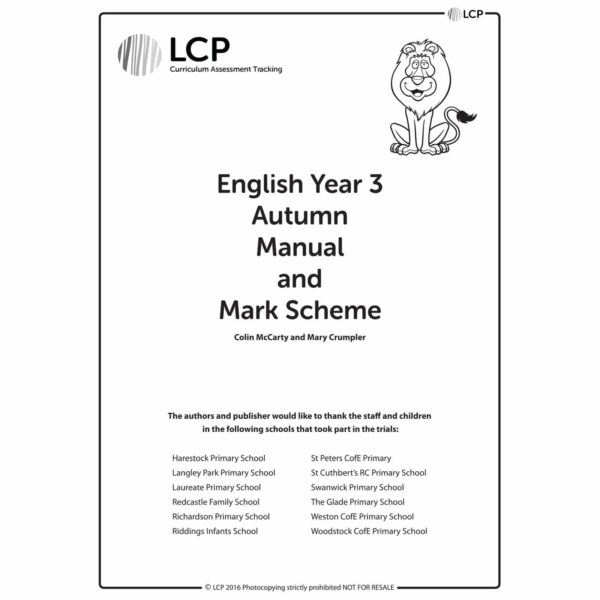 lcp english year 3 manual mark scheme