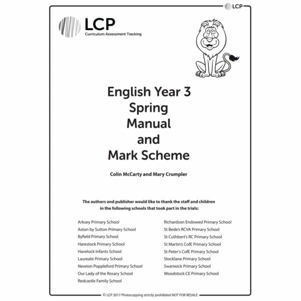 lcp english year 3 spring manual mark scheme