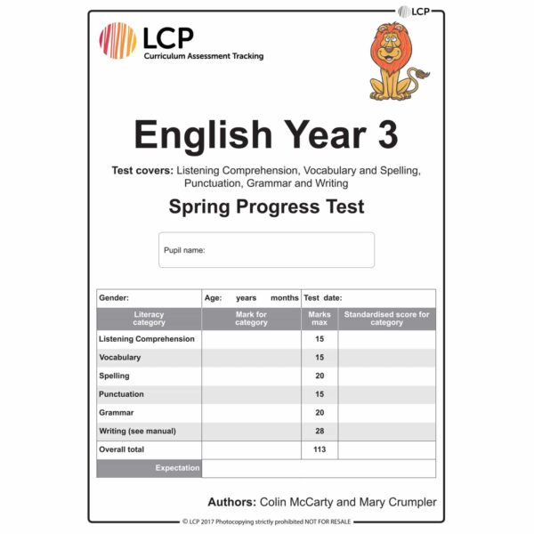 lcp english year 3 spring progress test