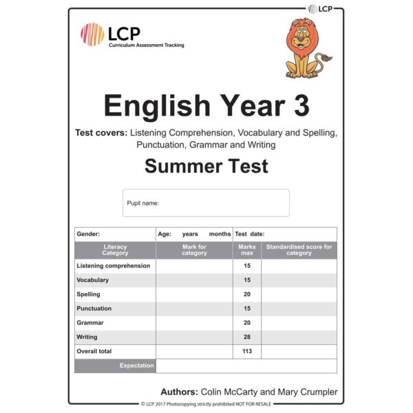 lcp english year 3 summer test