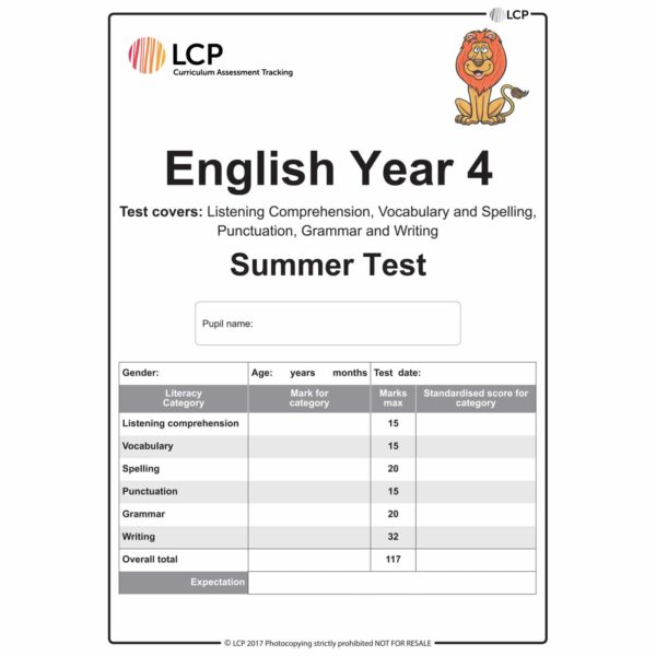 lcp english year 4 summer test