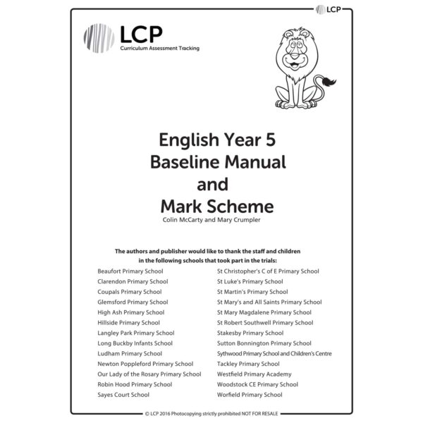 lcp english year 5 baseline manual mark scheme