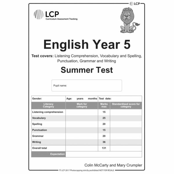 lcp english year 5 summer test
