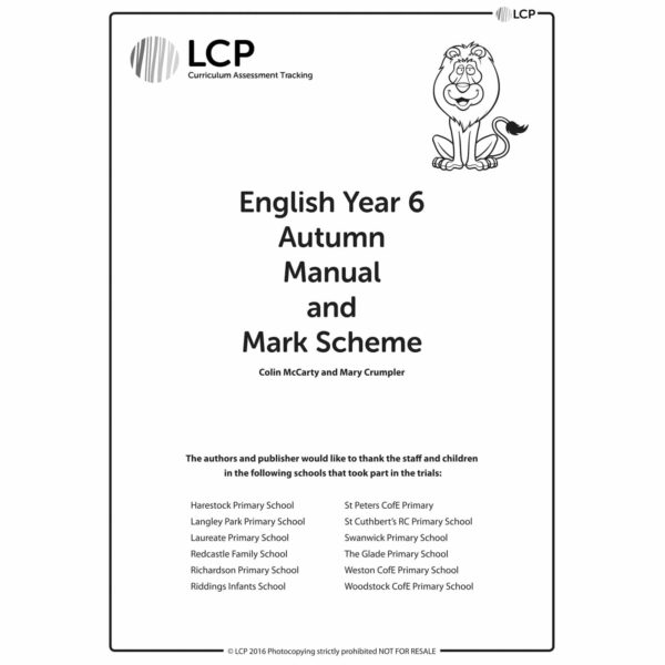 lcp english year 6 autumn manual mark scheme