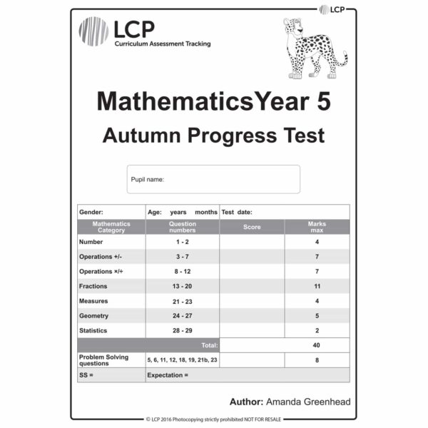 lcp mathematics year 5 autumn progress test