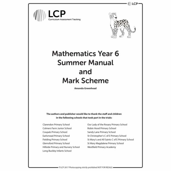 lcp mathematics year 6 summer manual mark scheme