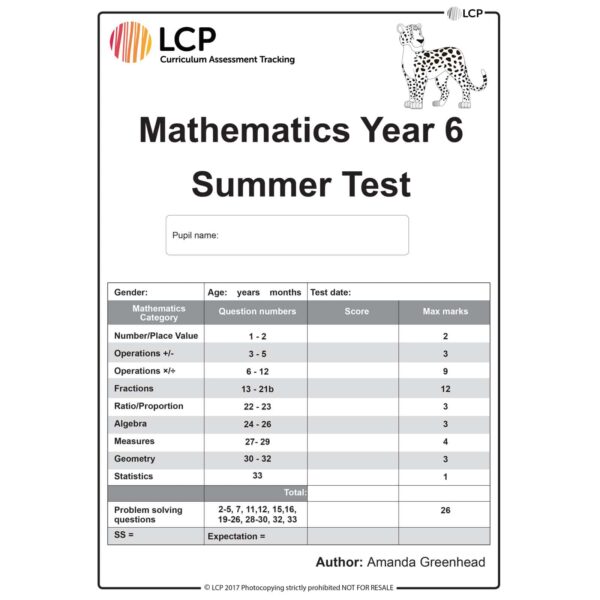 lcp mathematics year 6 summer test