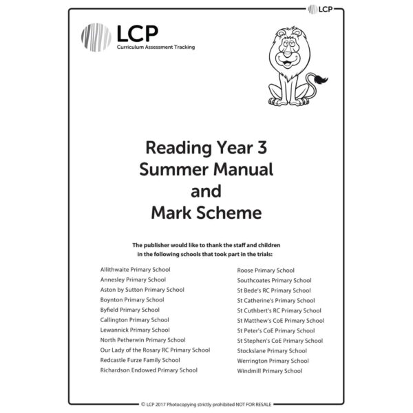 lcp reading year 3 summer manual mark scheme