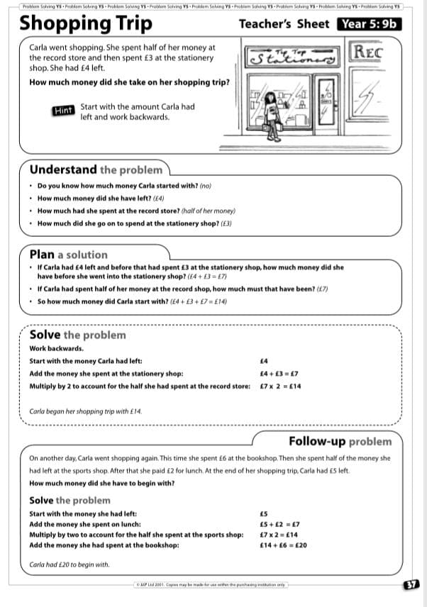 year 5 maths problem solving questions and answers