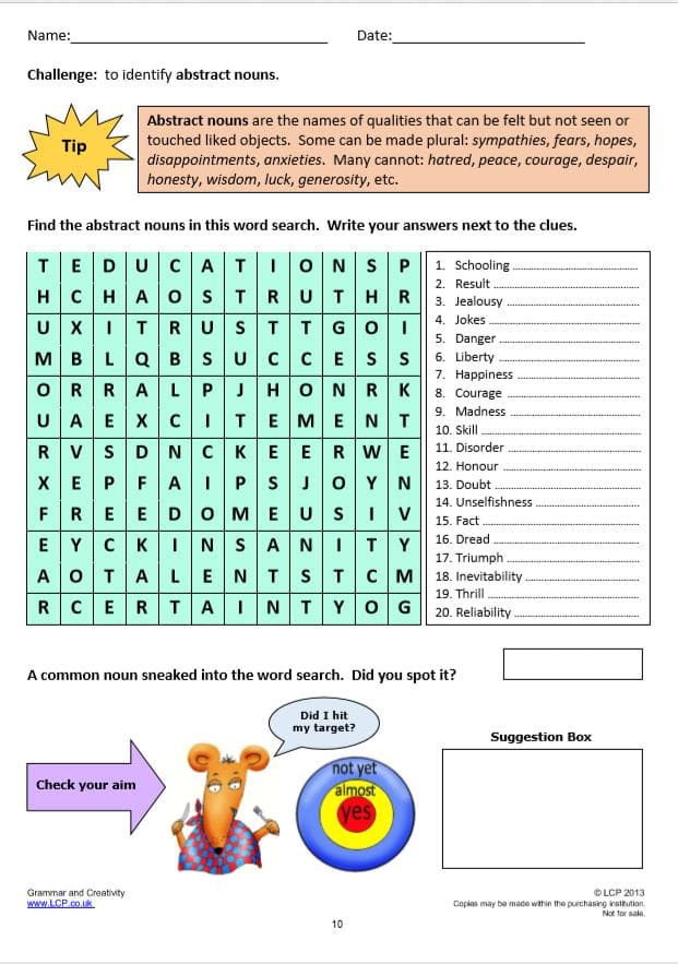 Foreign Nouns Worksheets